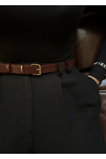 LİA KEMER Classic Gold Buckle Model Women's Belt Waist Belt Coat Belt Dress Belt Trouser Belt