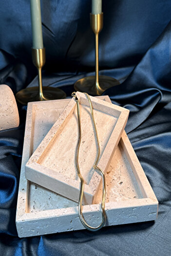 MOONİ ACCESSORİES Balık Sırtı İtalyan Şık Tasarım 14K Gold Altın Renk Zincir Kolye