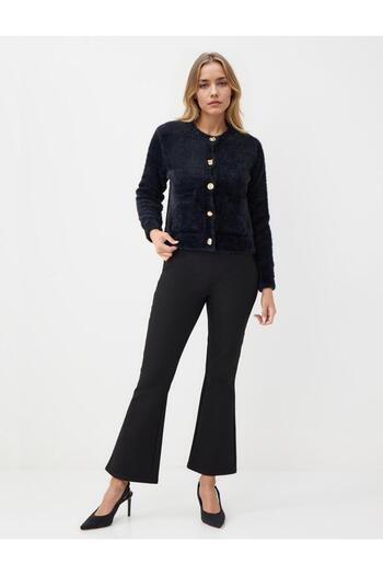 Jimmy Key Black Straight Cut Round Neck Knitted Sweater
