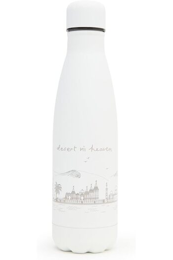 BAPS Hindu Mandir Insulated Stainless Steel Leak-proof Water Bottle, 450ml, UAE Skyline Design, Black