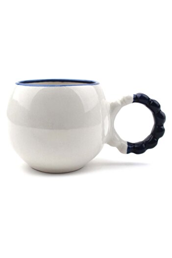 PALTO TASARIM Dobarlan Handmade Cream Glossy Puff Mug - Handcrafted Gift Mug Cup