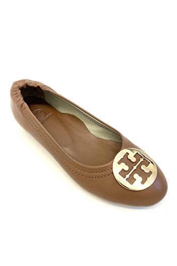 stok83 Genuine Leather Ballerinas with Gold Metal Buckle