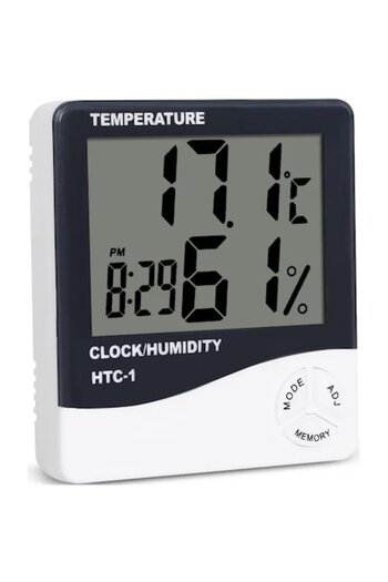 Merkie Digital Indoor Thermometer and Hygrometer DAO, Slim Design, Clock, Min/Max Function, Stand, White