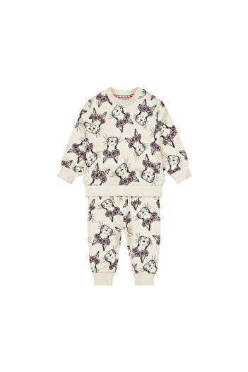 Dirkje Girls' cotton set with sweater and sweatpants – Cream | Rabbits