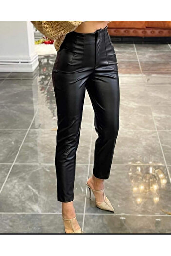 AndraRose Styles Karol Leather Office Pants - Black - C12355L