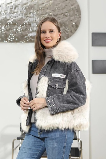 ADAMODA.RO Faux fur lined denim jacket