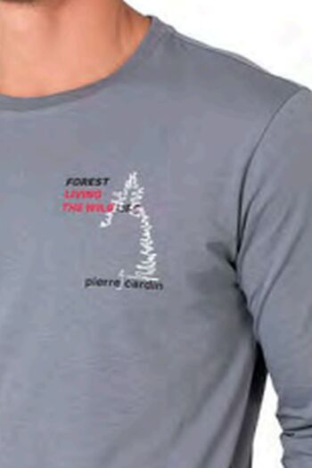 Pierre Cardin 6103 Men's Gray Long Sleeve Crew Neck Pajama Set