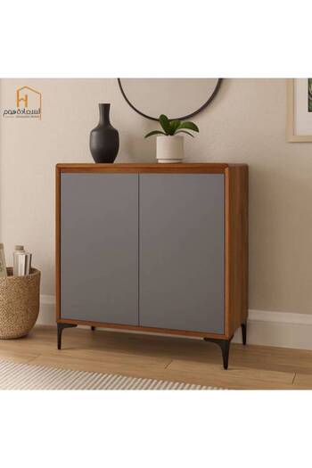 Al Saada Home Shoe Cabinet 2-Door - 98*40*80 - Brown & Gray