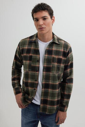 Tudors Men's Regular Fit Normal Cut Double Pocket Winter Lumberjack Checkered Shirt