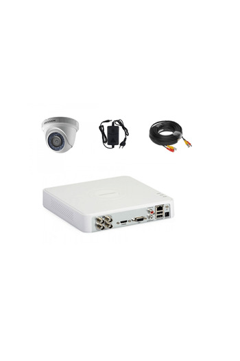 Hikvision Video Surveillance Kit with 1 Camera, 2MP Indoor, IR 20m, DVR, Romanian Menu, Cloud, Mobil