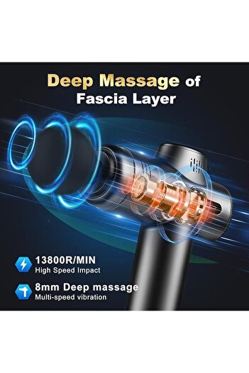 Xkimos Cordless Deep Tissue Massager with Handheld Design, LED Touch Screen and 10 Different Massage Heads