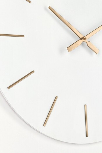 Bizzotto Wall Clock White Gold Metal Timeline 60x5 cm