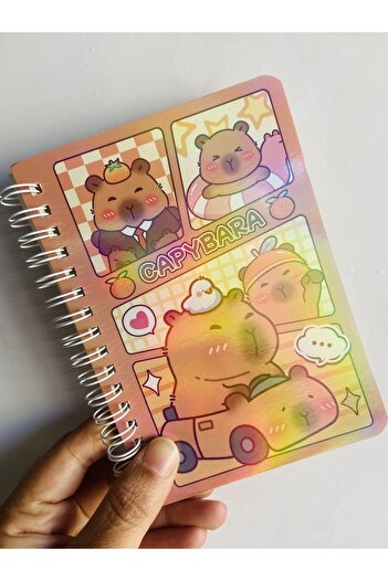 synshop Capybara Capybara Notebook Spiral Bound Lined Gilded Shiny Cover 15X11 cm