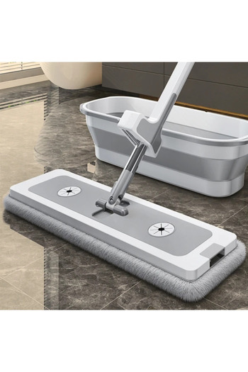 Rovitech Foldable Mop with 4 Microfiber Cloths and 360° Rotating Drying System, 137 x 45 x 11 cm
