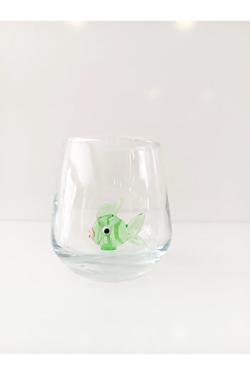 ADAMODART Green Fish Glass Figurine Coffee Side Water Glass - Single
