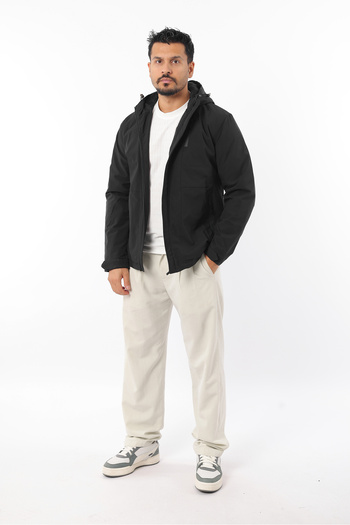 Rodrigo Men's Windproof Softgel Fabric Hooded Zippered Coat