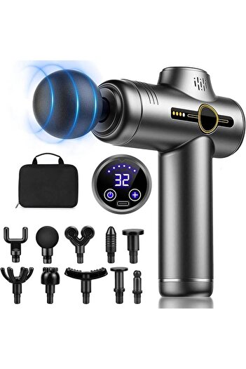 Xkimos Cordless Deep Tissue Massager with Handheld Design, LED Touch Screen and 10 Different Massage Heads