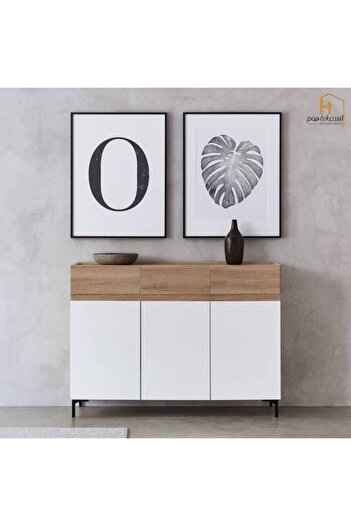 Al Saada Home 3-Door Shoe Cabinet - Beige and White