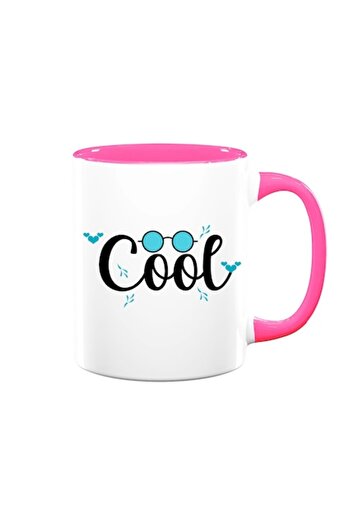 OEM Personalized mug with message: 'Cool', Betaprint, ceramic, 330ml, white with pink interior