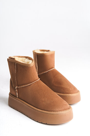 Shu Mhu Kadın Ug Cırtlı Kolay Giyilebilir Kürklü 4 Cm Comfort Tabanlı Rahat Genç Bot Bootie