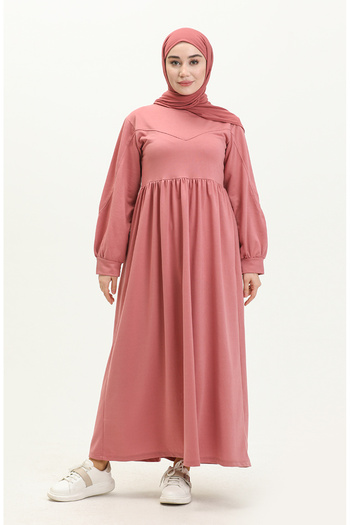 sefamerve Drawstring Sports Dress 3045-01 Dusty Rose