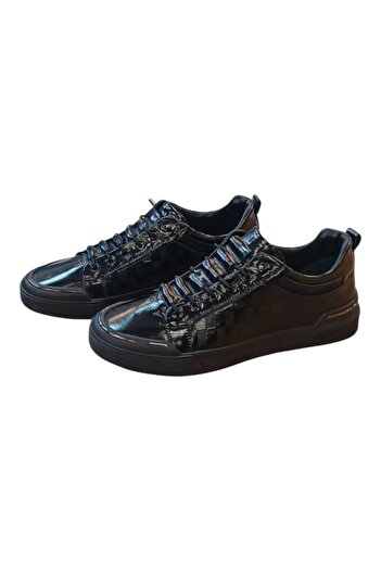 MARCOMEN Original Leather 21105 Casual Men's Black Patent Leather White Shoes