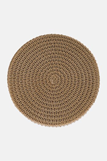 Catherine Malandrino 4 Piece Round Dining Placemats Set, Taupe