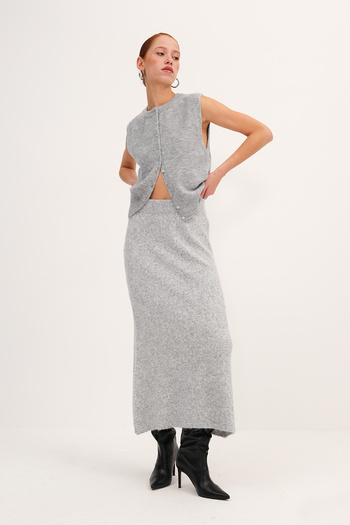 Addax Knitwear Midi Skirt E2490
