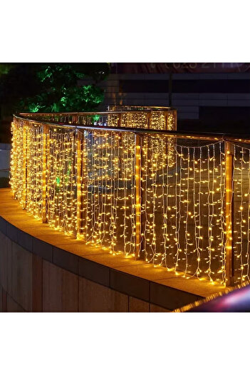 ChristmasWorld Fringe Installation, Curtain Type 3x1M, WARM WHITE 132LED, 8 Light Effects