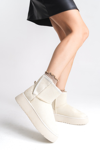 Shu Mhu Γυναικείες μπότες Ug Velcro Easy to Wear με γούνινο κάλυμμα 4 εκ. Άνετη σόλα Άνετα νεανικά μποτάκια