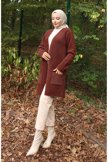 sefamerve Knitwear Pocket Cardigan 0412-04 Brown