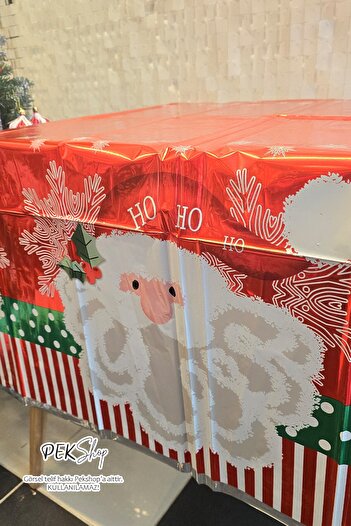 PEKSHOP Red Christmas Santa Claus Patterned Tablecloth