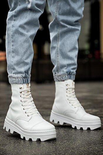 BASOLES White Winter Men's Boots Postal Sports High-Soled Lace-Up Comfortable
