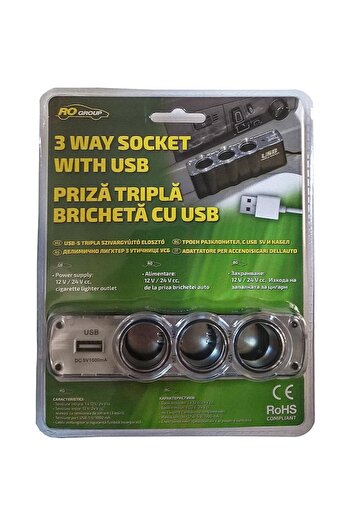 OEMN Triple Socket with USB RoGroup, 12/24V