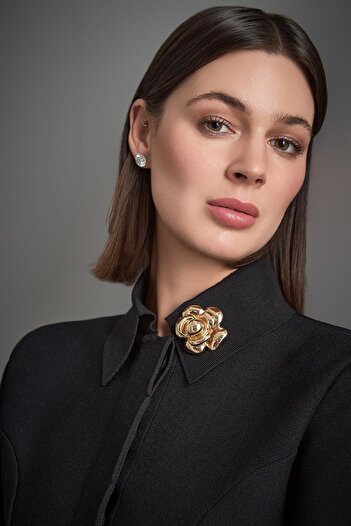JOIN US Gizli Düğmeli Peplum Siyah Triko Ceket