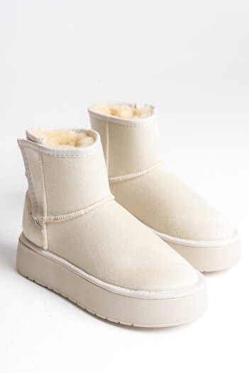 Shu Mhu Kadın Ug Cırtlı Kolay Giyilebilir Kürklü 4 Cm Comfort Tabanlı Rahat Genç Bot Bootie
