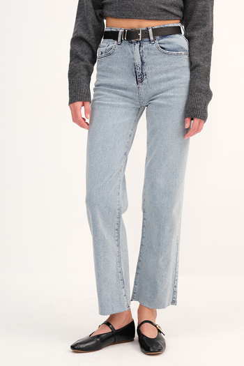 Addax Belted Straight Jean Pants Pn254