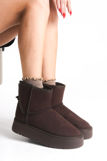 Shu Mhu Γυναικείες μπότες Ug Velcro Easy to Wear με γούνινο κάλυμμα 4 εκ. Άνετη σόλα Άνετα νεανικά μποτάκια