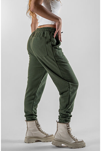 Superbluemexico Women's Khaki Jogger Pants with Elasticated Cuffs