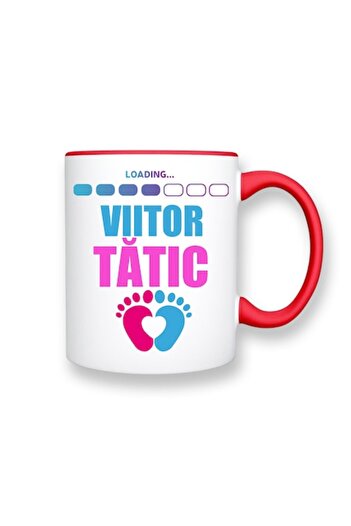 OEM Customizable Mug with Message: 'Loading, Future Dad', Betaprint, Ceramic, 330ml, White with Red Inte