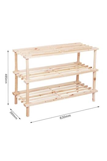 OEM Wooden Shoe Rack with 3 Shelves, 63x48x26 cm,