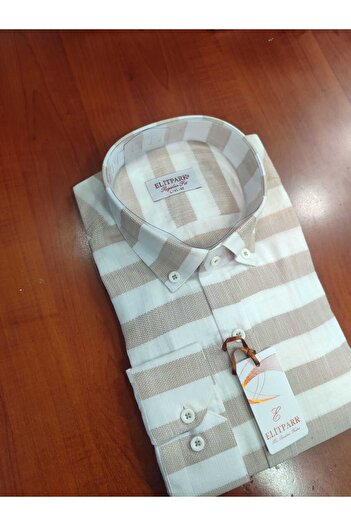 ELİTPARK GÖMLEK Güncüoğlu Long Sleeve Panelled Slim Fit Collar Buttoned Sports Men's Shirt