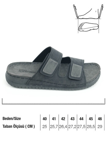 GEZER Summer Men's Faux Leather Comfortable Insole Two Velcro Belt Adjustable Daily Slippers