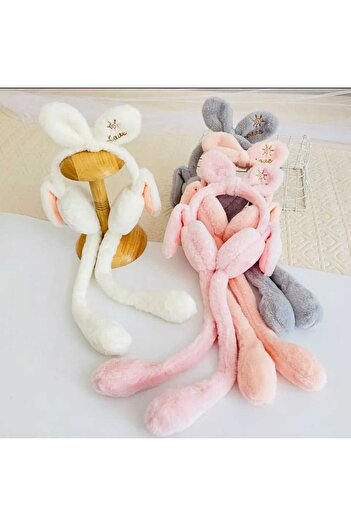 zyc Women/Girls Moving and Sound Rabbit Ear Plush Headphones