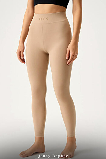 Jenny Daphne Women's Bamboo Long Leggings Breathable Soft Textured Slim Fit Underwear Skin Color Qen802