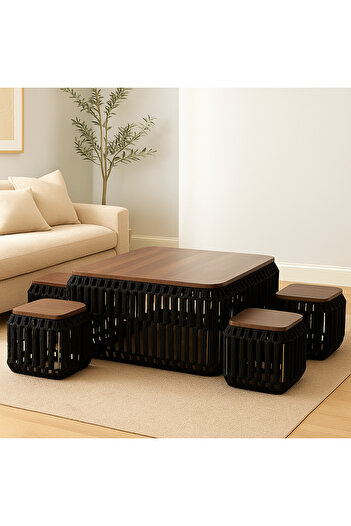 Vi Markets 4+1 porcelain table set with wooden tops