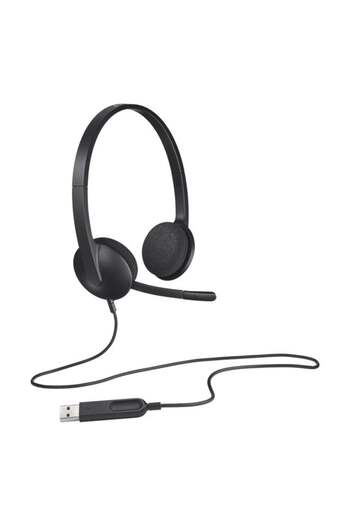 logitech H340 USB Headset, Plug And Play, Noise Cancelling Microphone, USB Type A, Adjustable Headba