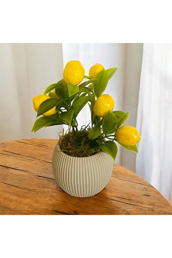 Trend KenT Artificial Flower Fruit Bunch Tree with Stone Moss in Mini Beige Pot