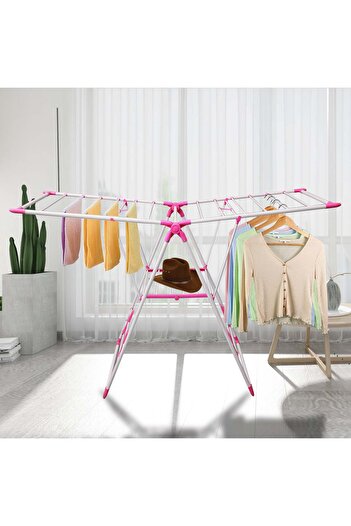 Türkiye 2-Tier Winged Collapsible Clothes Hanger, Stainless Steel Indoor/Outdoor Clothes Drying Rack, Space-