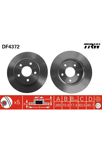 TRW Brake disc FORD FOCUS II (DA_ HCP DP) 2004-2012